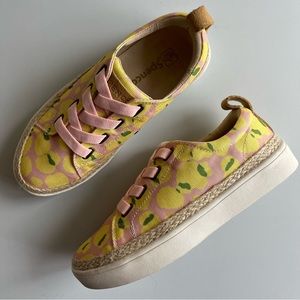 ✨Spenco | Orthotic Lemon Printed Malibu Gored Lace Bokeh Platform Slip On Shoes